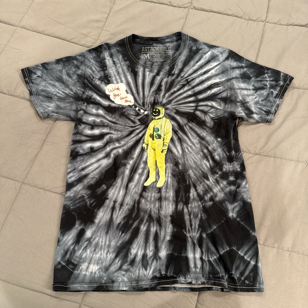 Travis Scott Black and Gray Tie-Dye Short Sleeve Tee